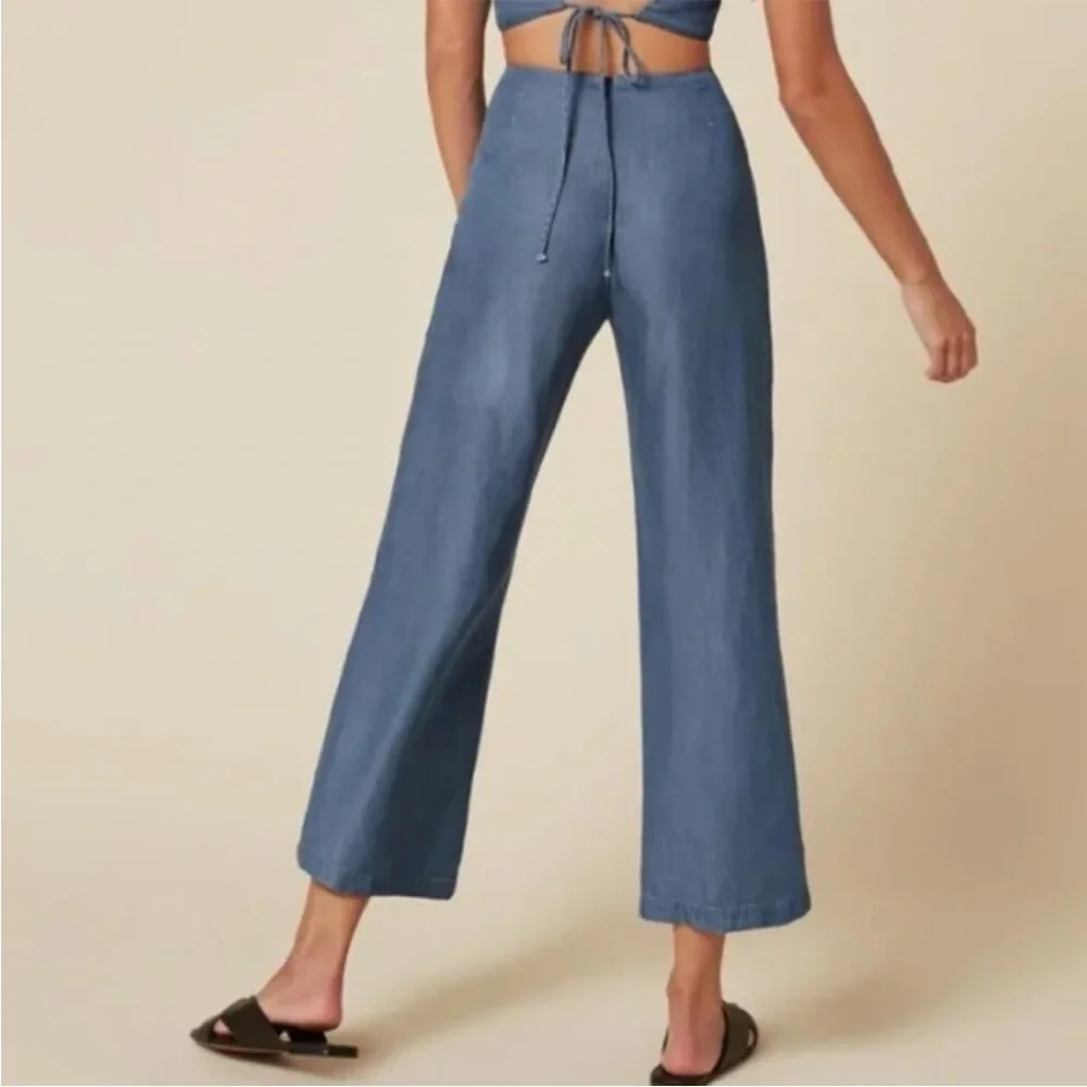 Reformation Blue "Clover" Pants/Slacks - Picture 2 of 9